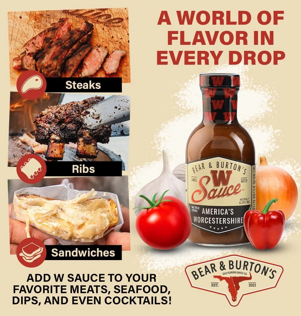 2X Bear and Burton's W Sauce for Distinctive Worcestershire Blend