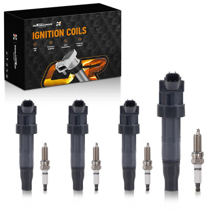 Set of 4 Ignition Coils & Spark Plugs for Hyundai Santa Fe 2.4L I4 (2010–2012) 27300-3F100