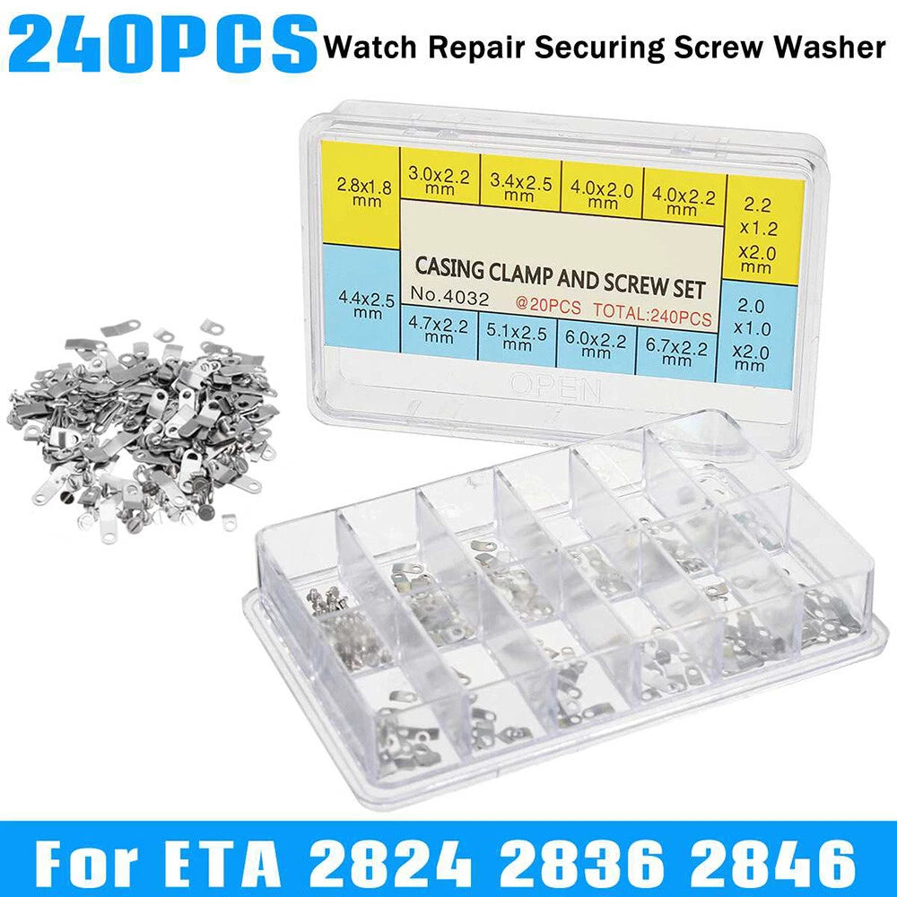 240Pcs Watch Casing Clamp Adapter Securing Screw Washer for ETA EBS (ERG947201)