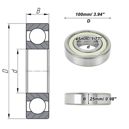 6309ZZ Deep Groove Ball Bearing for Scooter Skateboard Wheel (1 Pc)