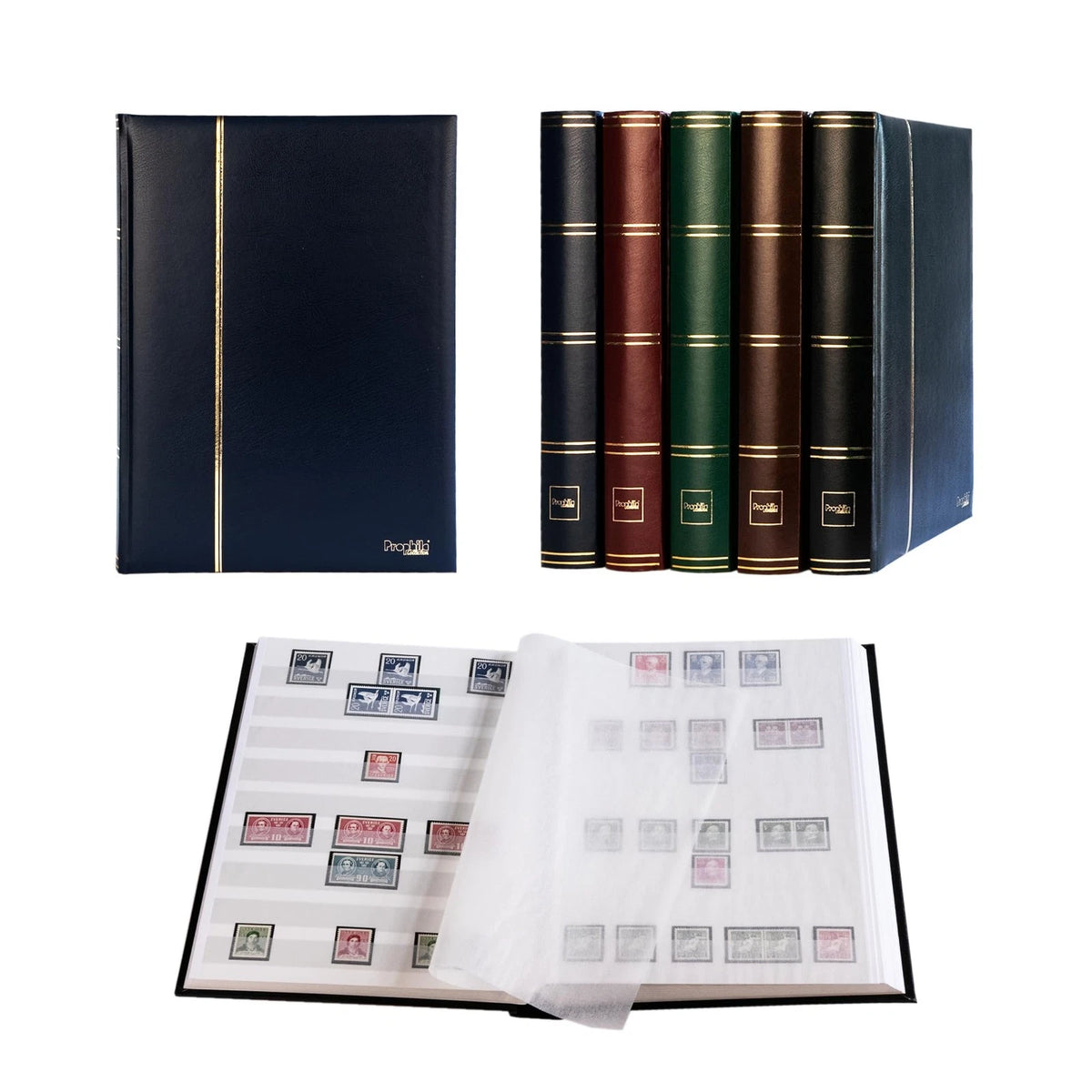60-Side Stockbook Stamp Album for Collectors - Padded Blue Cover