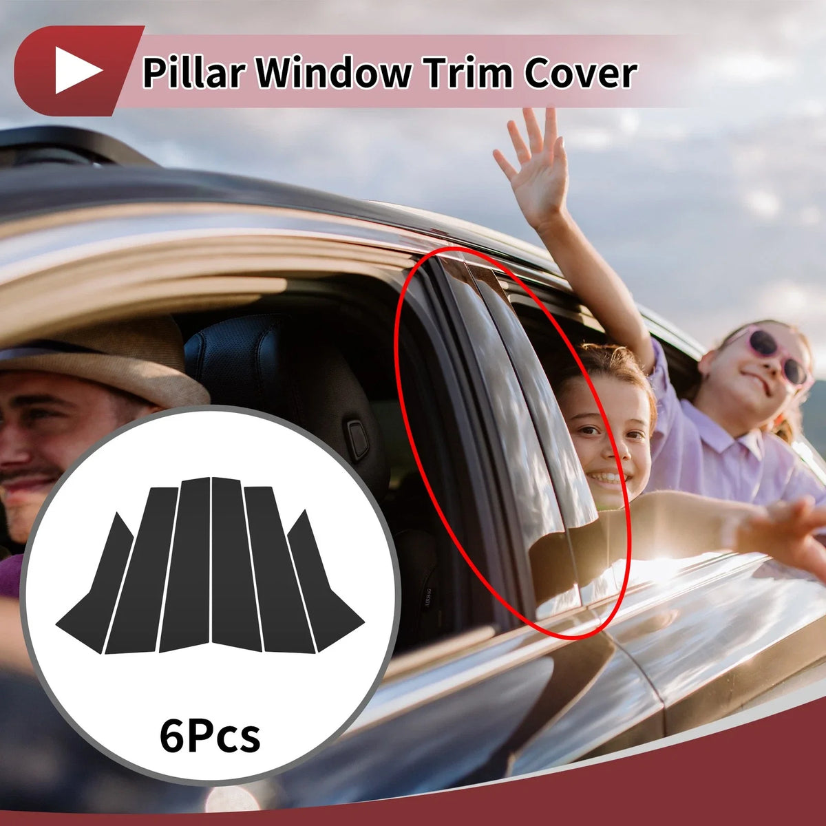 Set of 6 Door Pillar Window Trim for Audi A3 Sedan (2021–2025) Black