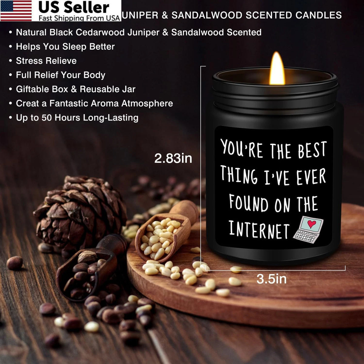 Homsolver Gifts for Boyfriend, Him, Husband - Medium Black Cedarwood Juniper