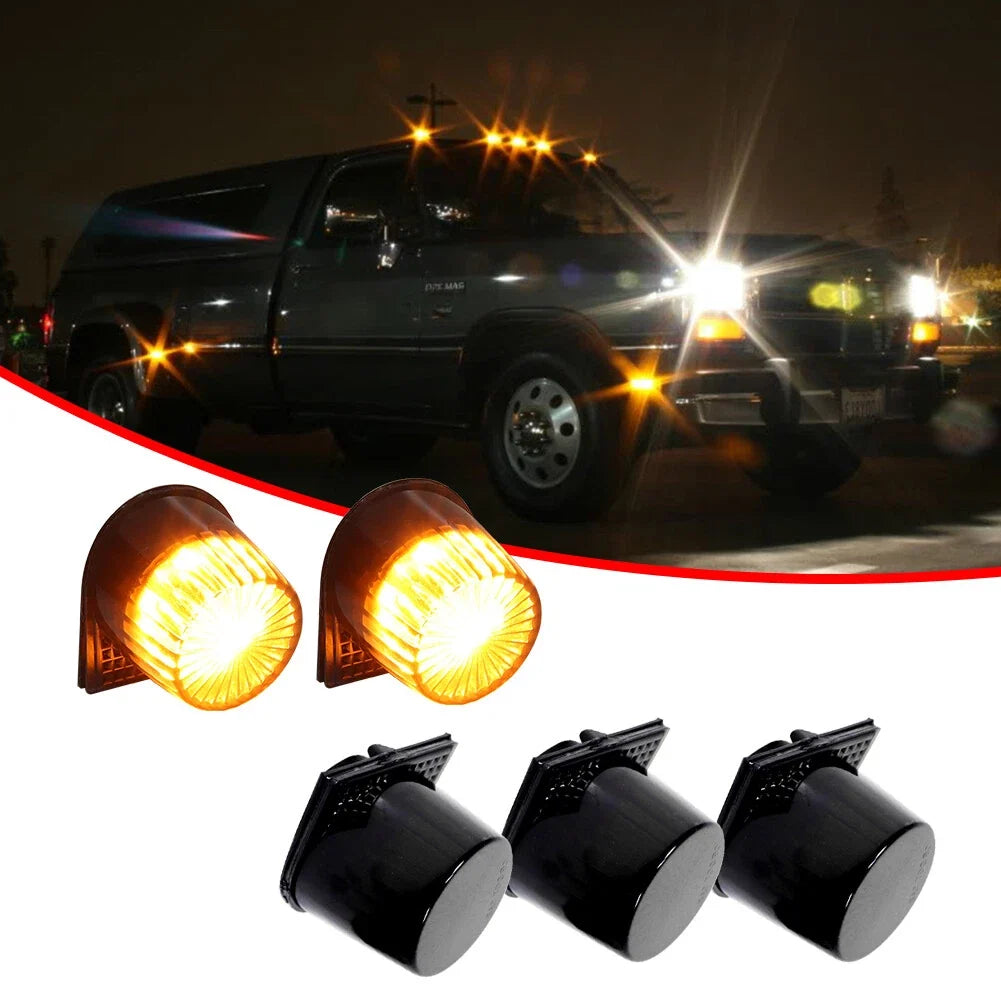 Smoke Amber LED Roof Cab Clearance Lamps for Dodge D150 D250 D350 (1984–1993)