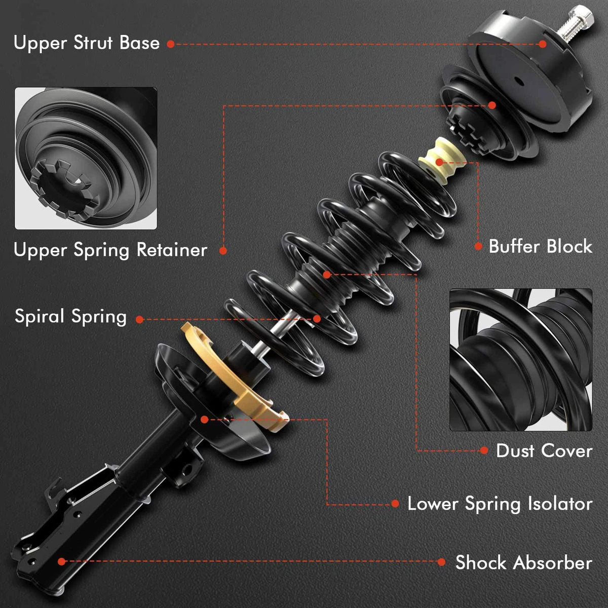 Front Strut w/ Coil Springs Assembly for Mazda CX-3 (2016–2021) 1333951L, 1333951R