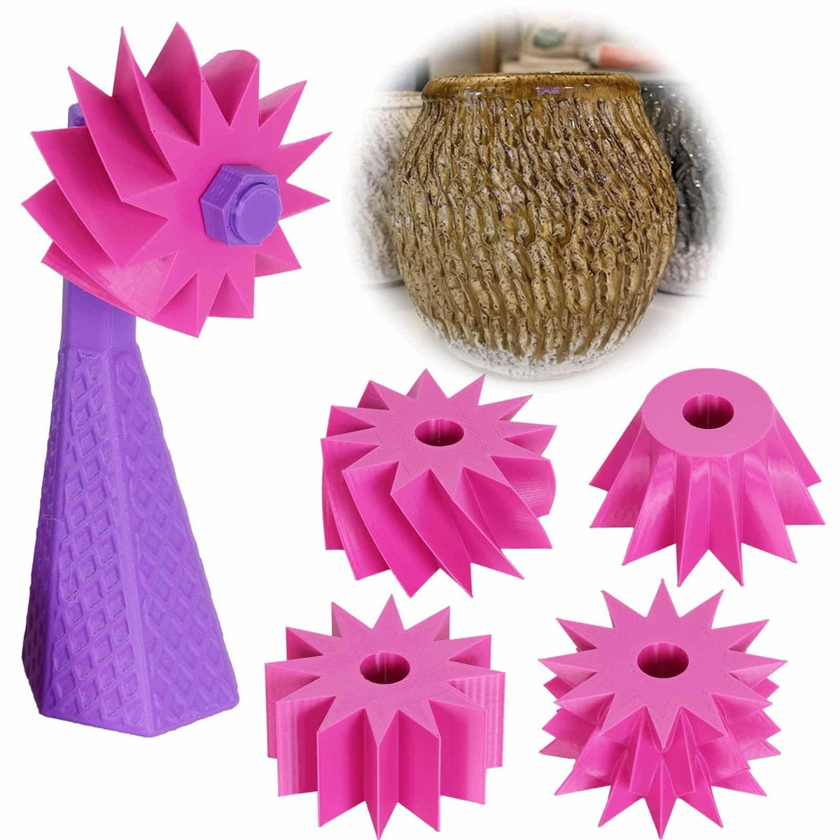 Pottery Shaping Carving Tool with 5 Interchangeable Heads
