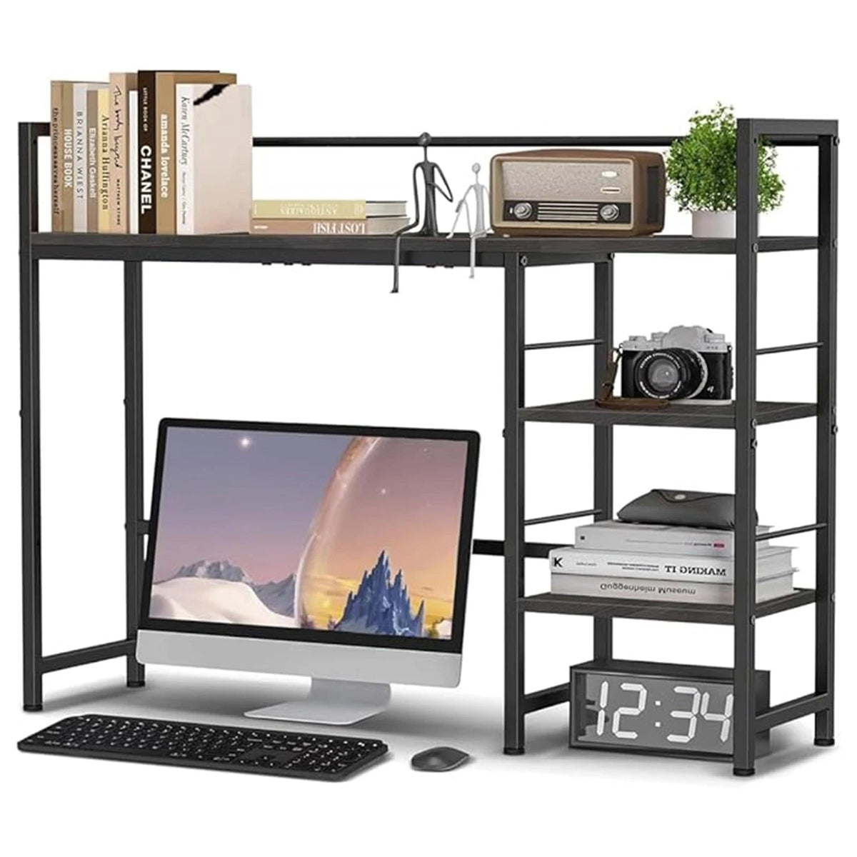 38 Inch 4-Tier Wood Desk Shelf for Home Office (No Part Numbers)