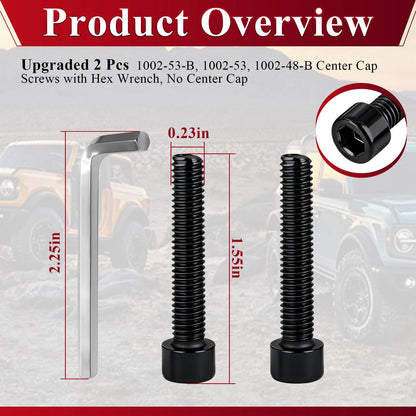 2 Pack Fuel Wheel Center Cap Screws with Adapter 1/4-20 UNC, Black