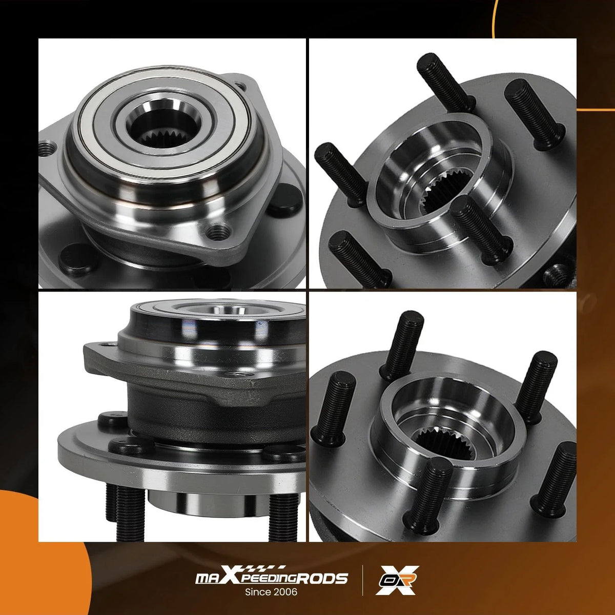 Front Wheel Hub & Bearing Set (2) for Jeep TJ (2000–2006) 513158 3Bolt Mount