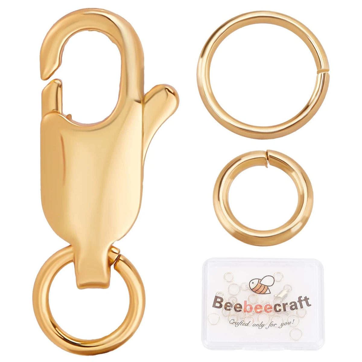 6Pcs 18K Gold Plated Lobster Clasp for Jewelry (0.6x0.24 Inch)