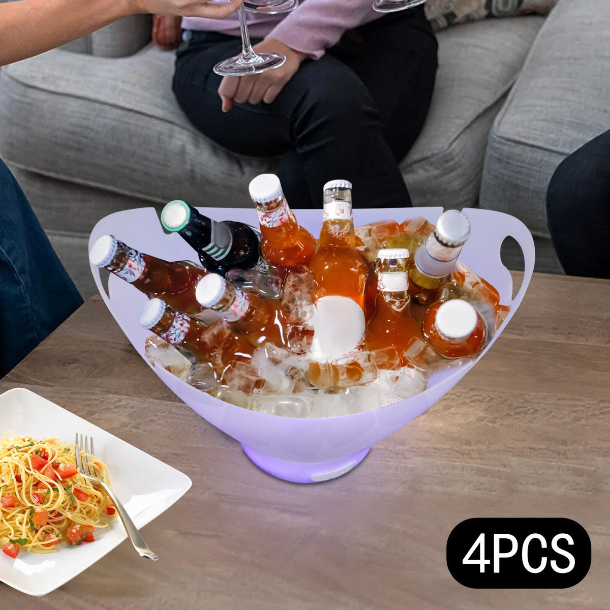 4X LED Ice Buckets for Bar Use - Bluetooth Speaker Feature