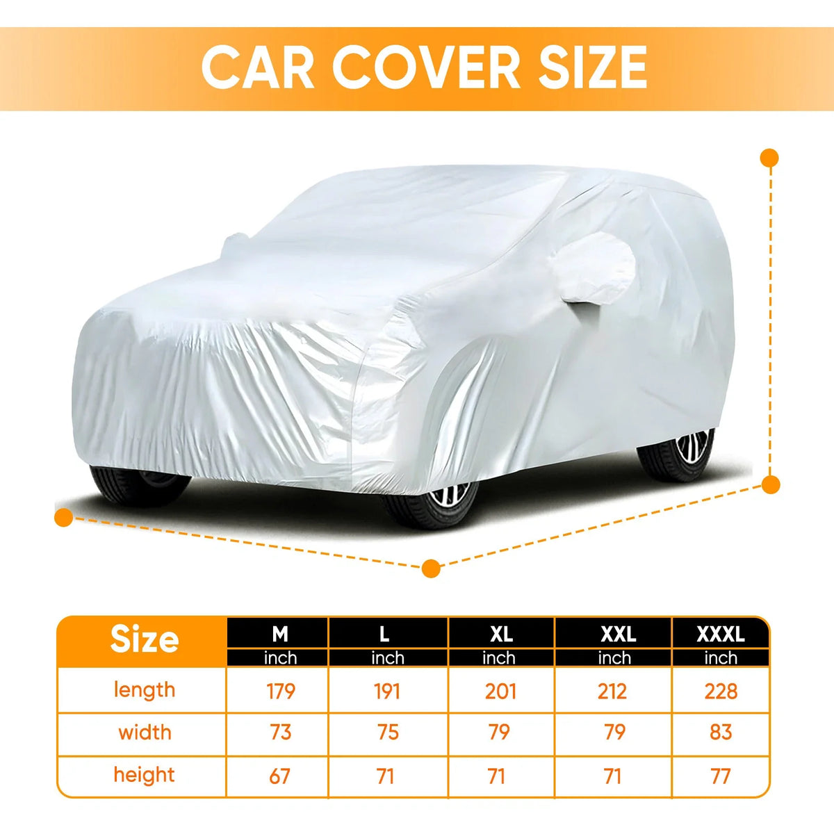 1x Waterproof Car Cover for Truck SUV (M-XL) - Dust Rain UV Resistant