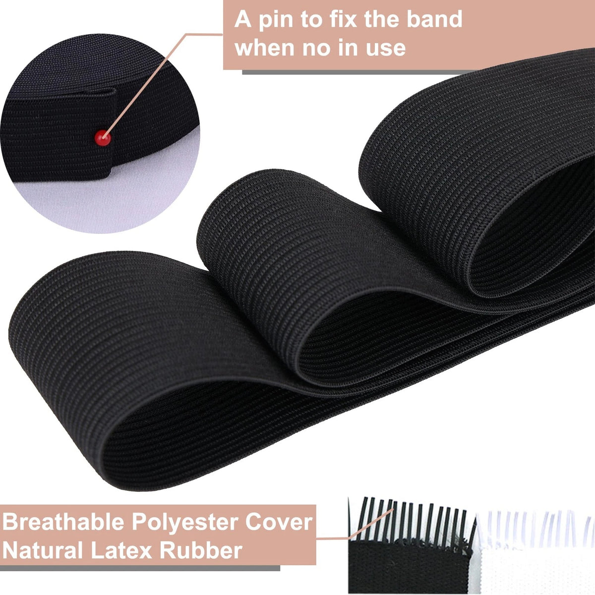 Elastic Band Set of 8 for Various Uses (3/4 Inch, White & Black)