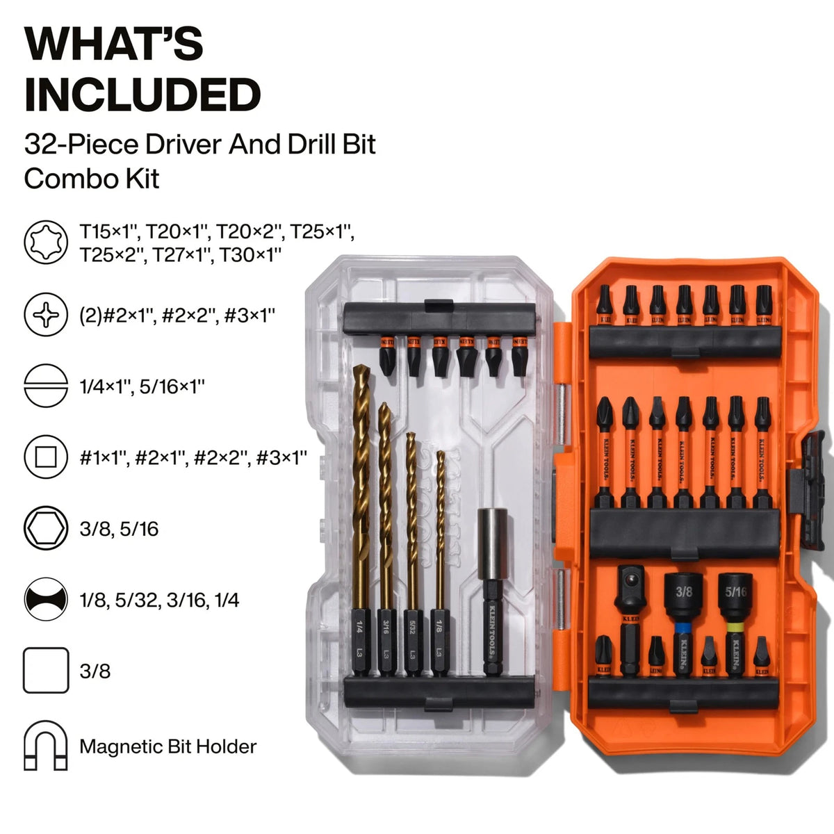 32-Piece Drill and Driver Bit Set for Klein Tools