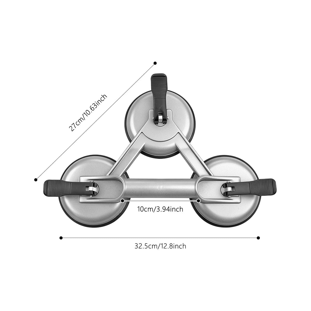 Triple Vacuum Suction Cup Lifter for Tile & Glass (145kg Capacity)