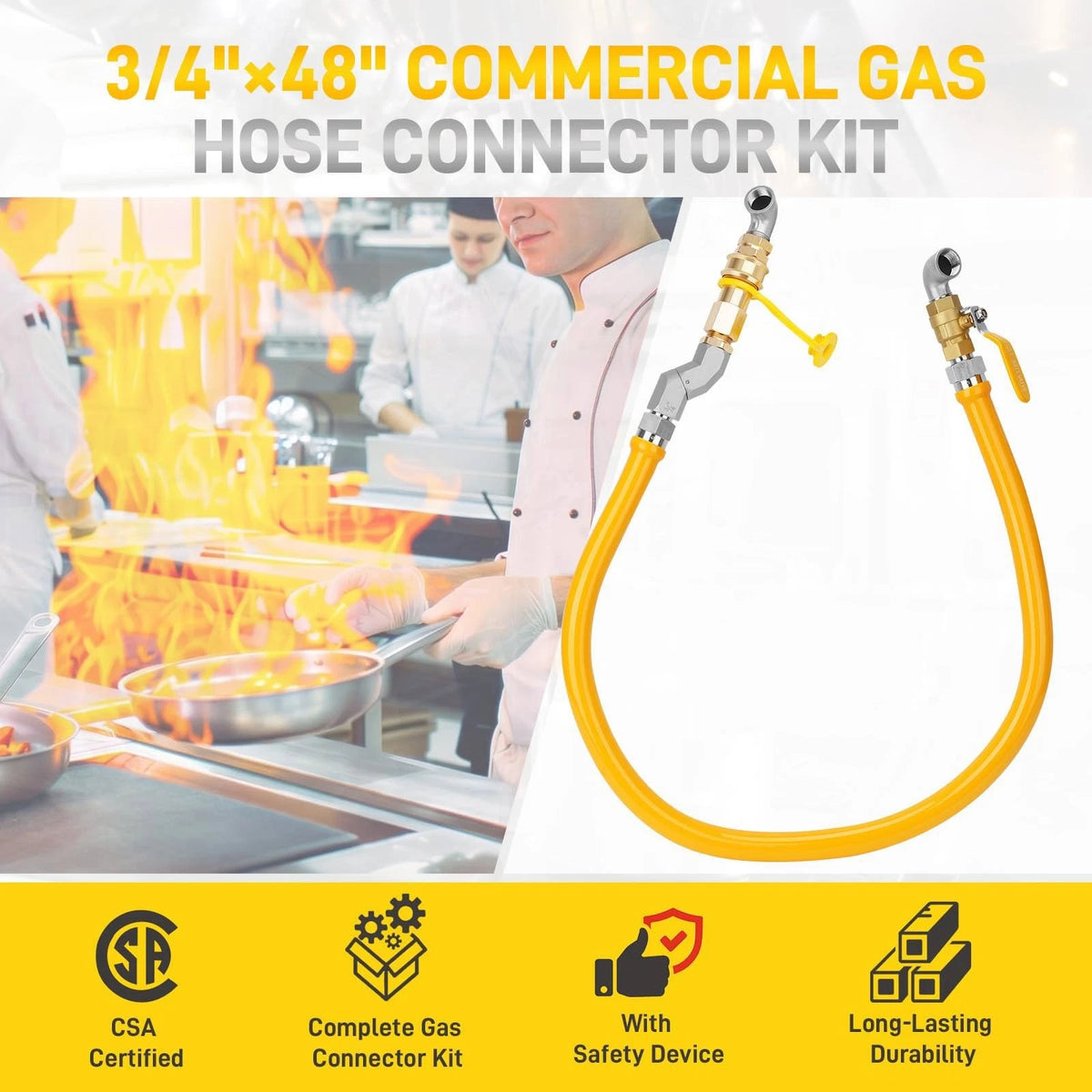3/4" Gas Hose Connector Kit for Kitchen (1675KIT48)
