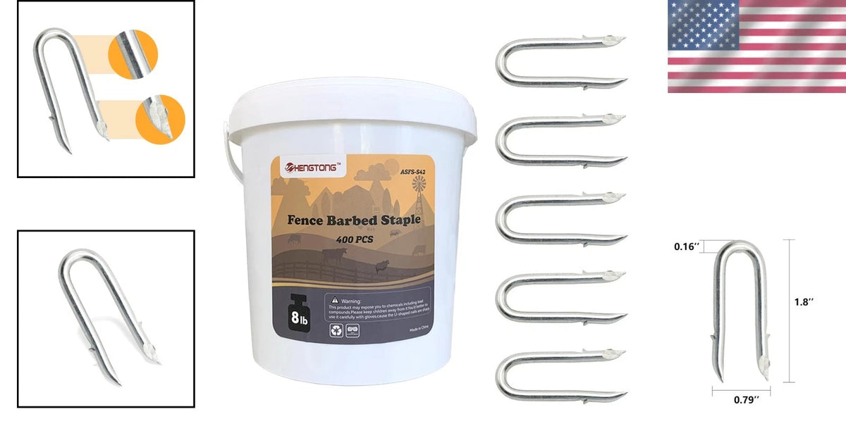 400 Count U-Shaped Galvanized Steel Fence Staples for Versatile Fencing Use