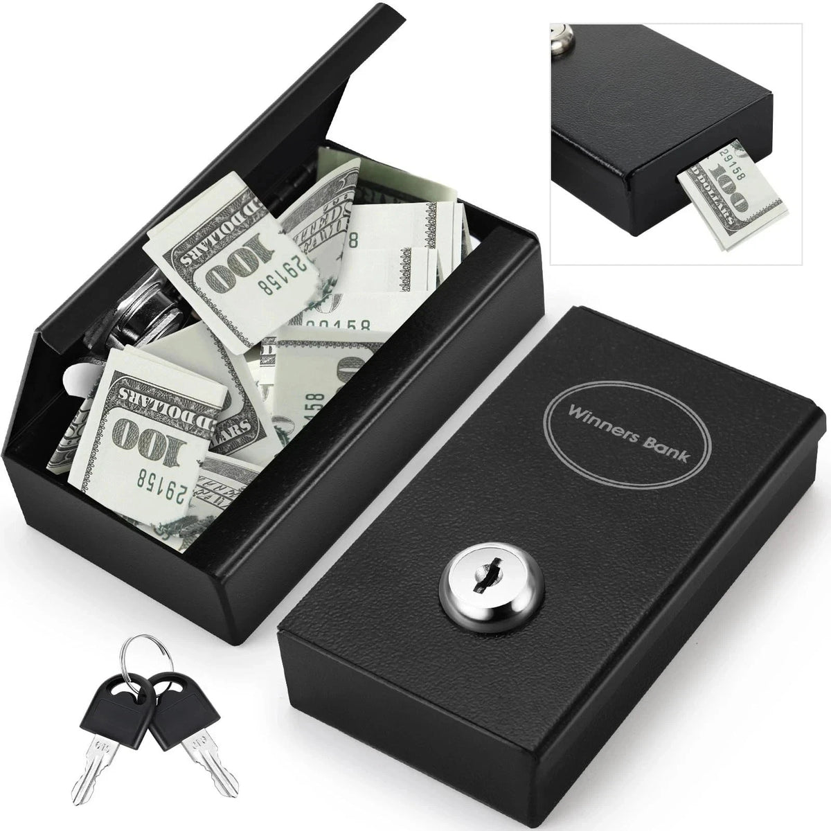 Metal Box for Gamblers Pocket Sized Winner Bank Casino Cash Box