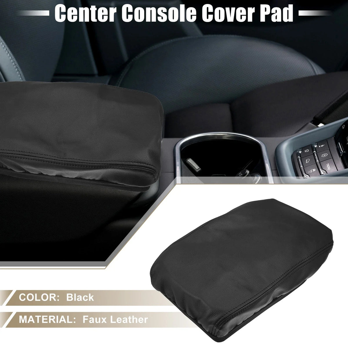 Center Console Armrest Cover for Toyota Highlander (2008–2013) Faux Leather Black