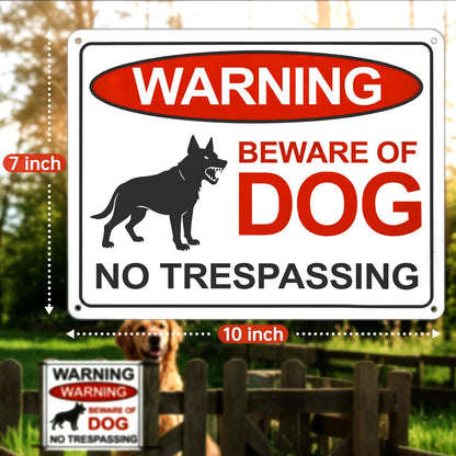 2X Beware of Dog Sign, 10x7 Inch, Red/Black/White