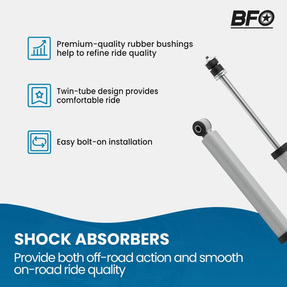 BFO Front Shock Absorbers for Jeep Wrangler JK (2007–2018) 0.5-2.5" Lift