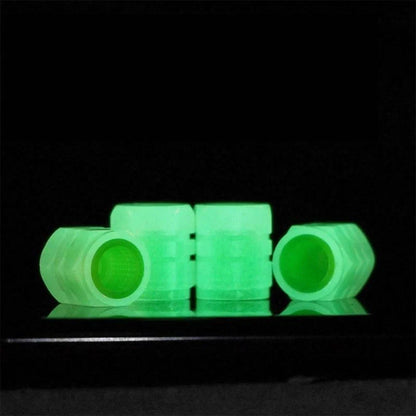 4X Luminous Tire Valve Caps for Vehicle Wheel (Glow Dust Cover Kit)