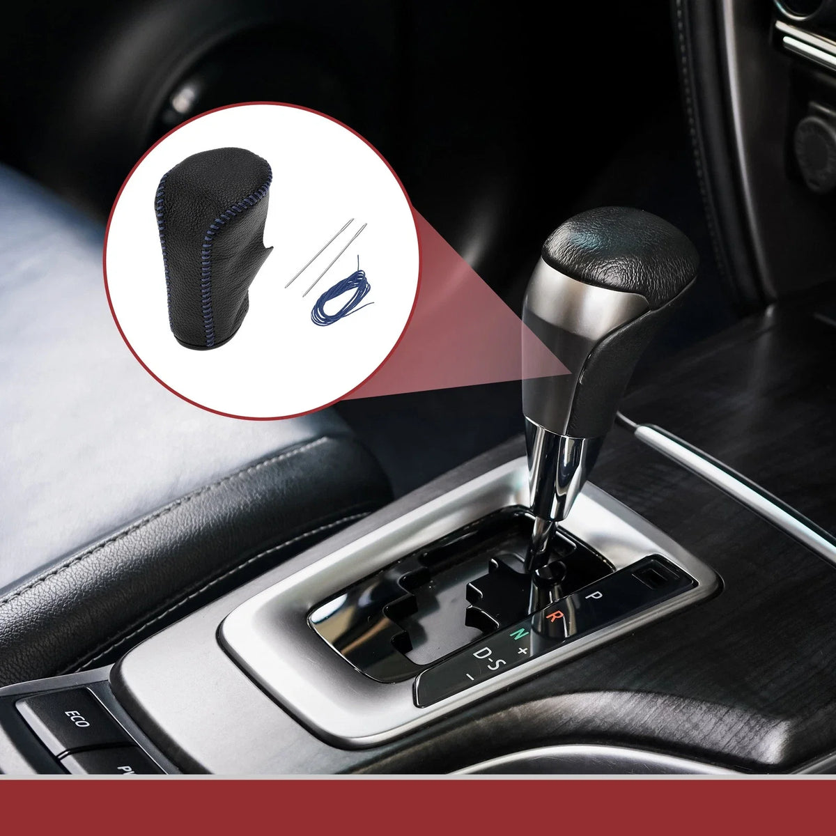1Pc Gear Shift Knob Cover for Honda Accord 8 (2008–2012) Black Blue Leather