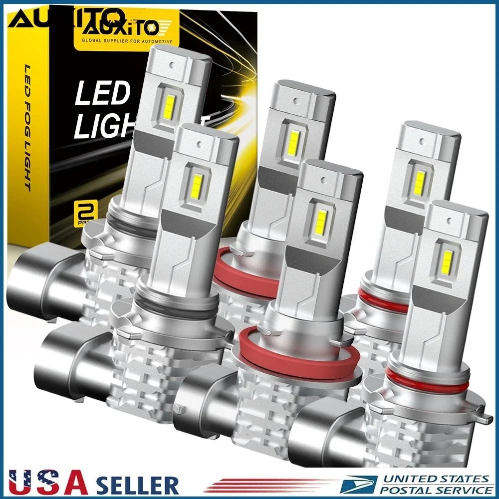 6X 9005 9006 H11 LED Headlight Kit Bulb Combo for AUXITO