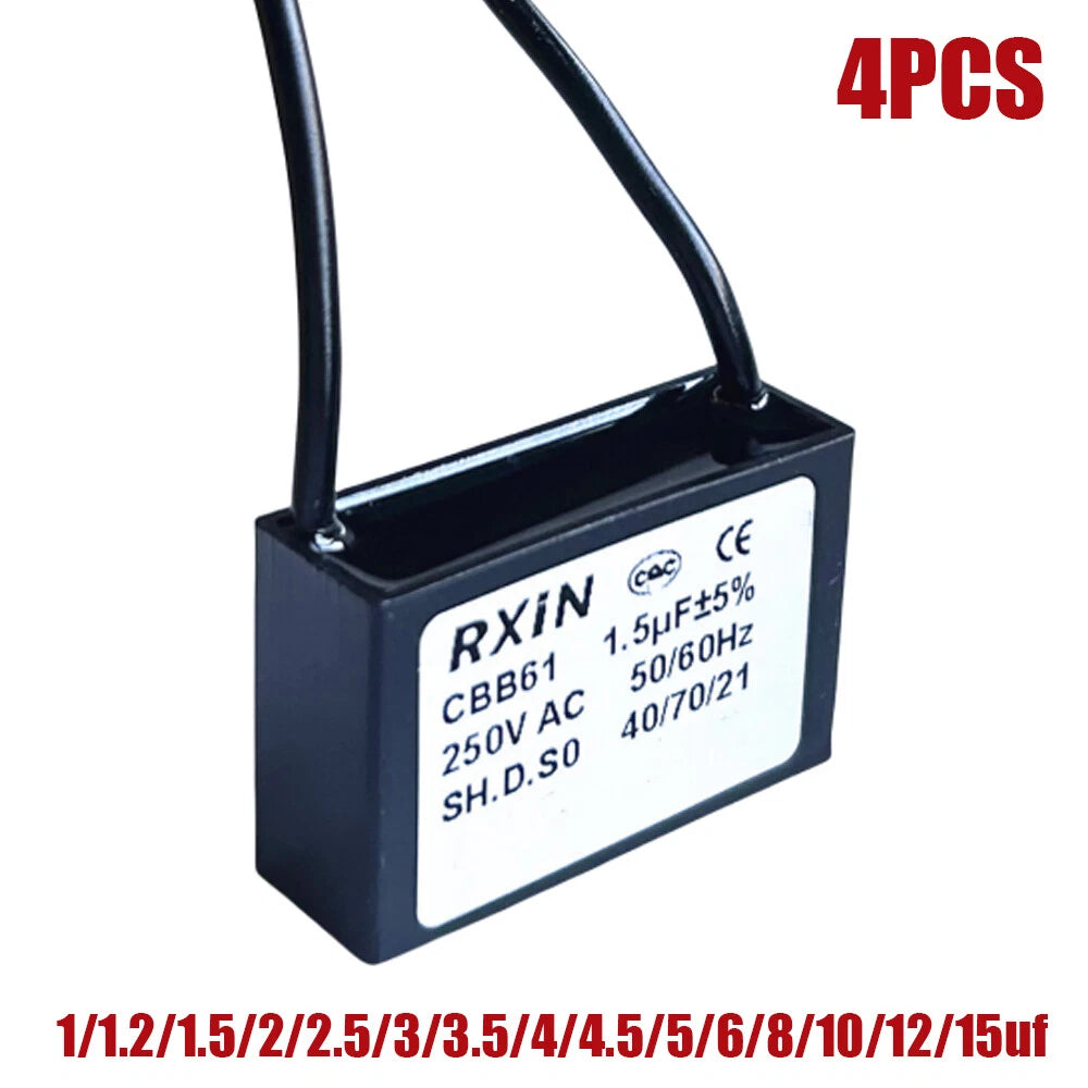4PCS CBB61 1-15uF 250V VAC Fan Motor Run Capacitor