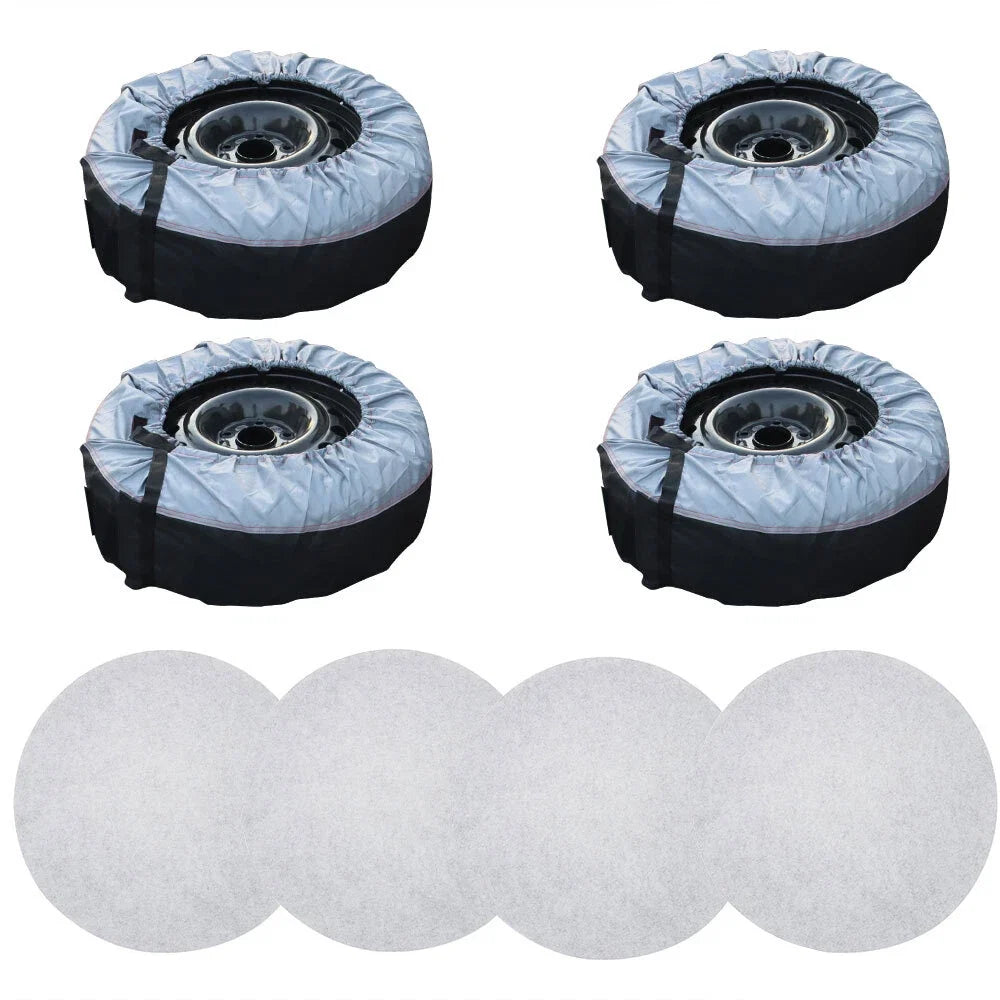 Set of 4 Tyre Bags for Black 420D and 600D with Handheld Dust Cover