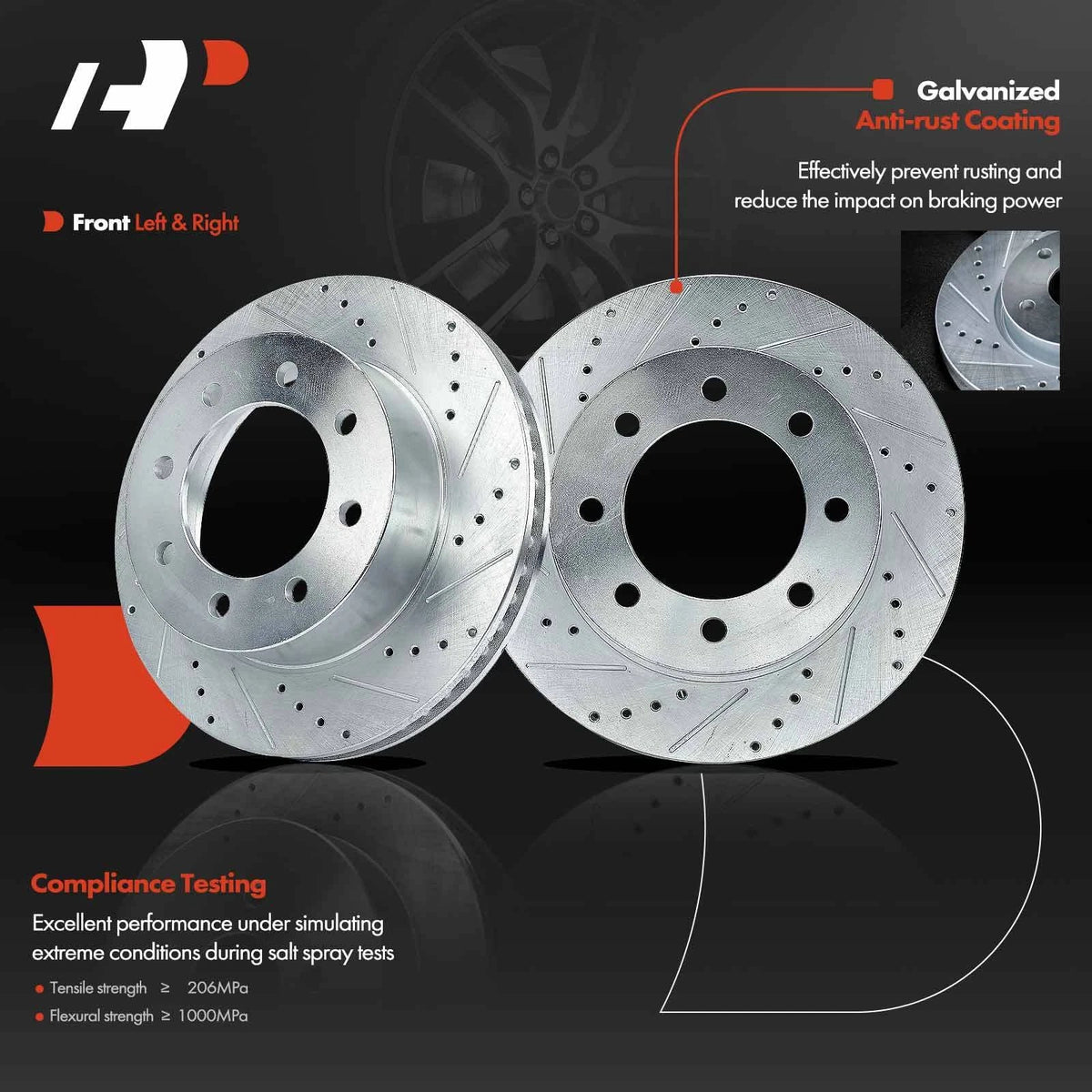 Set of 8 Front Drilled Rotors and Pads with Calipers for Dodge Ram 1500 2500 3500