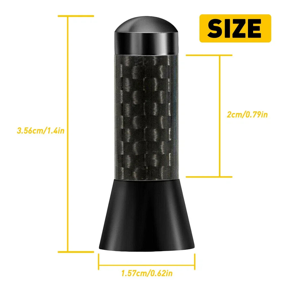 1.4" Short Black Real Carbon Fiber AM/FM Radio Antenna for