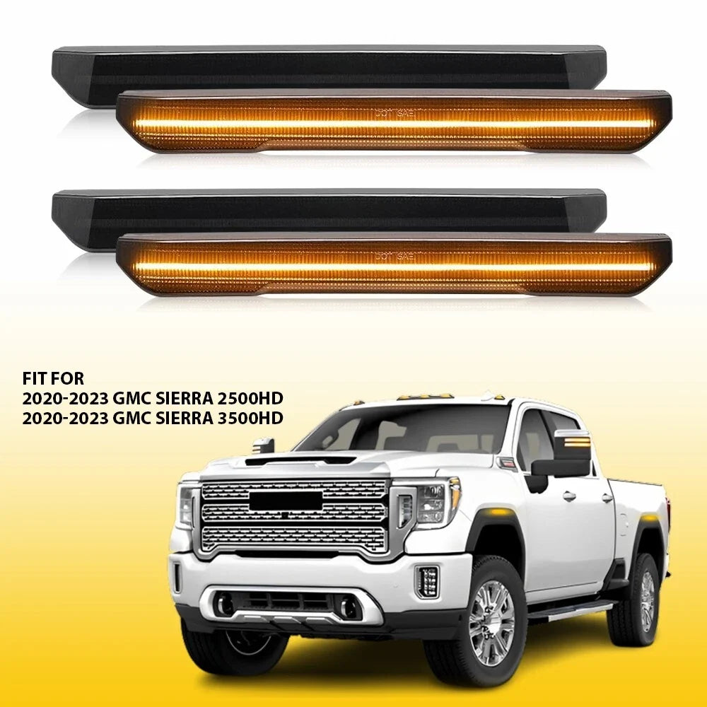 Set of 4 LED Smoke Lens Side Marker Lights for GMC Sierra 2500/3500 HD (2020–2023)