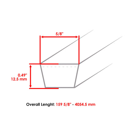 Deck Belt for Kubota (K5639-36710, K5639-36740) (159.33 Inch, 5/8" Thick)