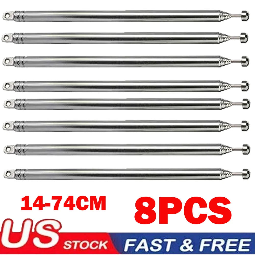 8X Replacement Telescopic Aerial Antenna for TV Radio AM/FM (14-74cm)