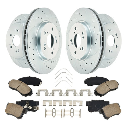 Front and Rear Drilled Rotors and Ceramic Brake Pads for Honda CR-V (2015–2016)