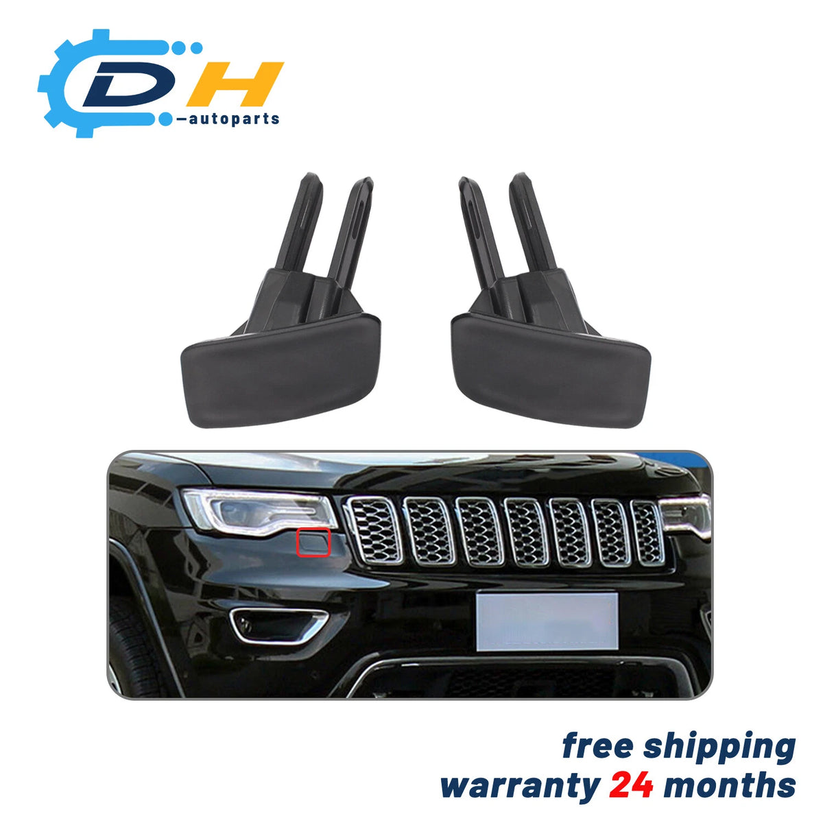 Front Left & Right Bumper Lamp Washer Cover for Jeep Grand Cherokee (2017–2021)