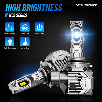 2X 9006 LED Headlight Bulbs for NOVSIGHT (300% Bright, 6500K, 130W, 30000LM)