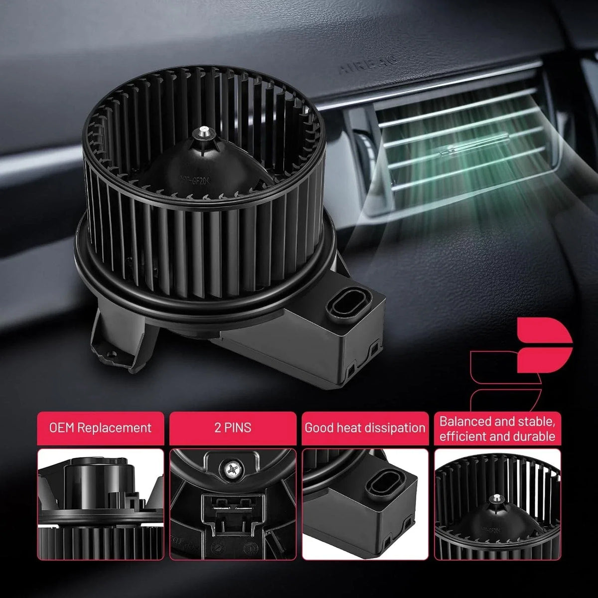 A/C HVAC Heater Blower Motor with Fan Cage for Ford Mustang (2010–2014)