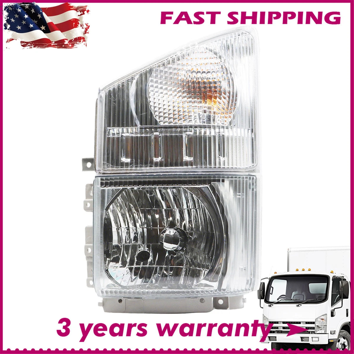 Headlight Turn Signal Lamp for Isuzu NPR NQR NRR (2008–2023) 8975851712, 313-1116R-AS