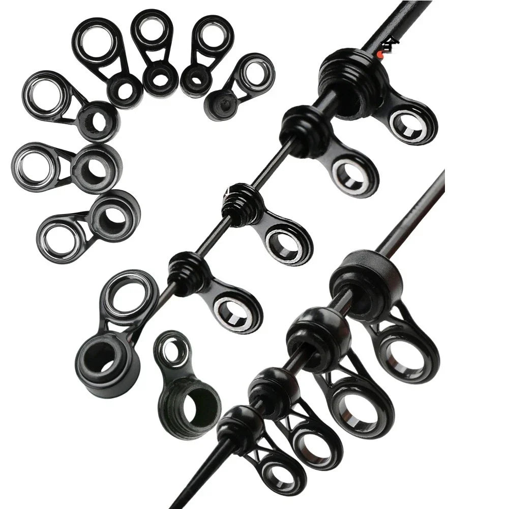 3pcs Fishing Rod Tip Guides for Black Fishing Rods (Stainless Frame)
