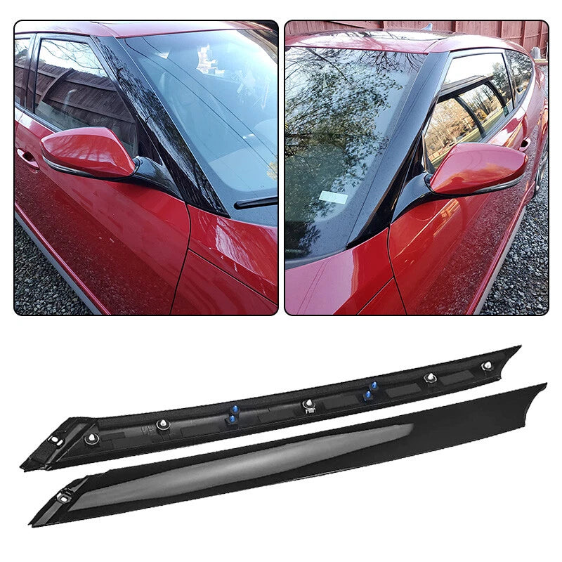 2X Front Windshield Pillar Moulding Trim Cover for Hyundai Veloster (2012–2018) - 86170-2V000, 86180-2V000