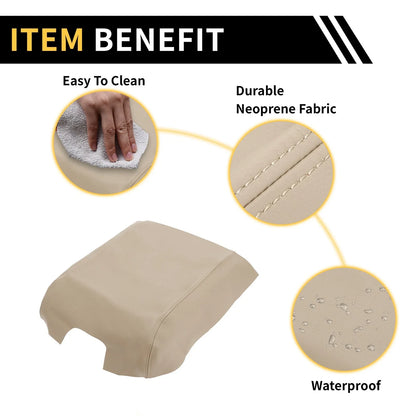 Console Lid Armrest Cover for Ford F-150 (2015–2020) Microfiber Leather Beige