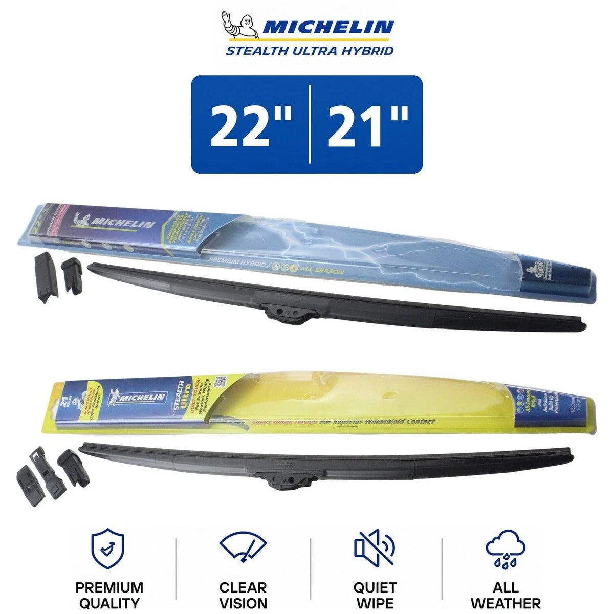 Set of 2 Wiper Blades for Audi RS6 (2003) - Michelin Stealth Ultra Hybrid 22"/21"