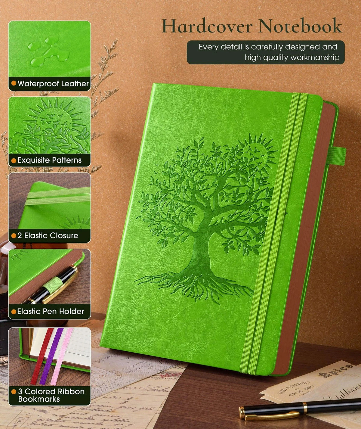 Lined Journal Notebook A5 Vintage Leather 300 Numbered Pages
