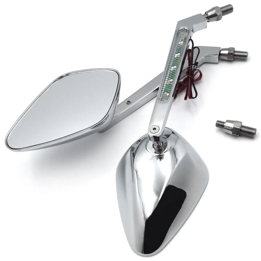 Diamond LED Turn Signal Integrated Mirrors for Harley Touring Dyna (All Years)