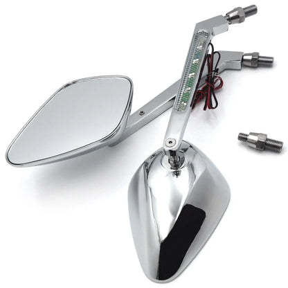 Diamond LED Turn Signal Integrated Mirrors for Harley Touring Dyna (All Years)