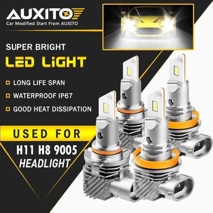 9005 H11 H8 LED Headlight Bulbs Kit Combo 6000K Hi Lo Beam for Vehicles