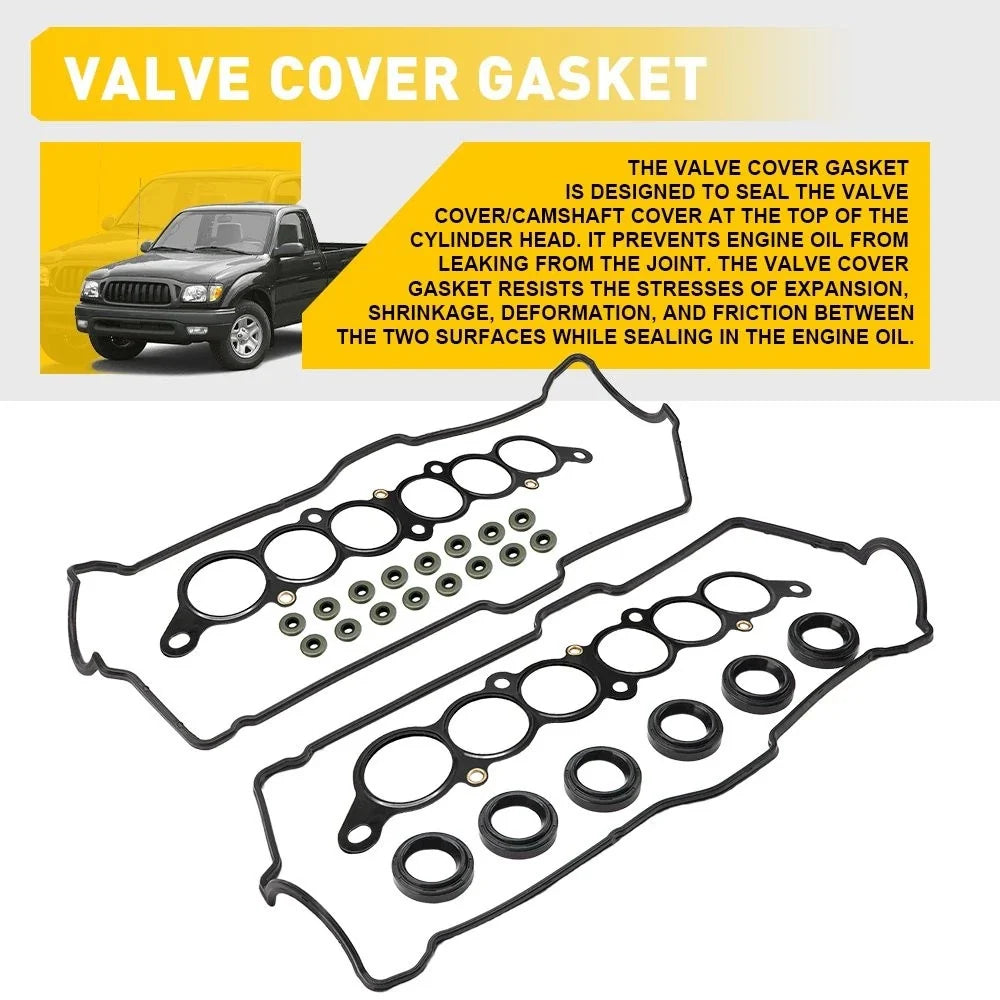 Black Rubber Valve Cover Set for Toyota Tundra (2001–2004) 5VZ-FE