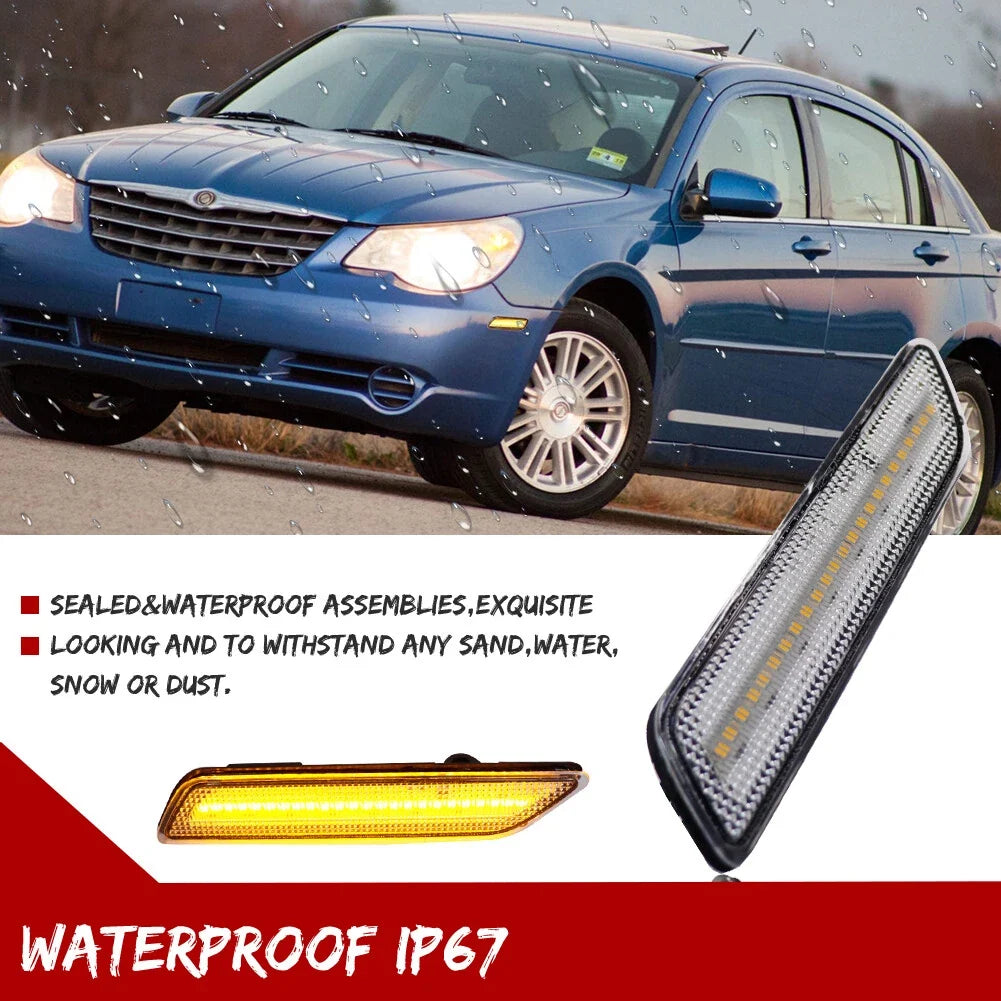 2X Clear Amber LED Front Side Marker Lights for Chrysler Sebring (2007–2010)